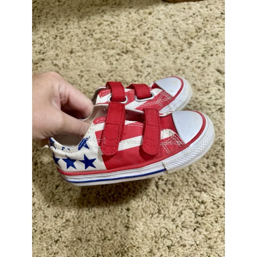 Toddler Flag Patriotic Converse Shoes Size 8